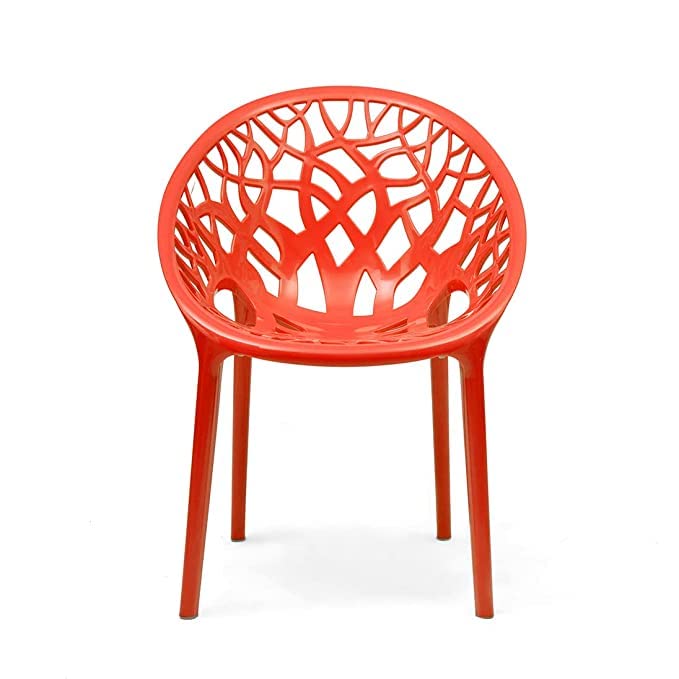 Image of SkyGlamour Neelkamal Crystal Plastic Chair | Chairs for Home, Living Room, Garden, Patio Durable Indoor & Outdoor |Plastic Chair Set of 2; Colour: Red