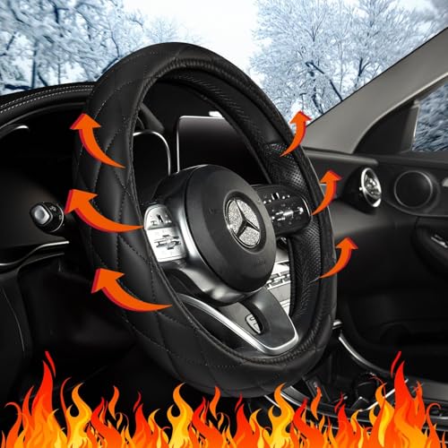 Heated Steering Wheel Cover - WARMITORY Luxury Steering Wheel Heater, 12V Quick...