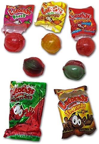Authentic Sabores-Locochas Mix. Hard Candy Filled With Chili Flavor Mix. 60pc./540g and Rockaleta Chili Covered Capas de Chile 5 pc./24gc/u