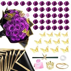Purple Glitter Roses Bouquet 36 Pack
