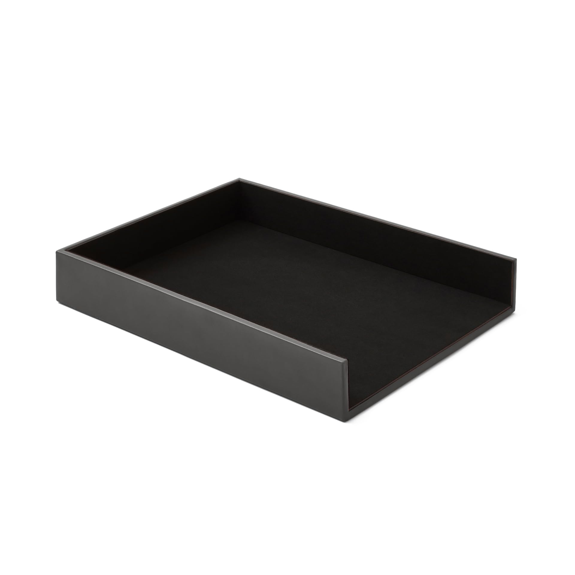 Eglooh - Minerva - Paper Tray for Desk and Office Leather Anthracite Grey - A4 Document Tray, Letter Organiser - cm 32 x 24,2 x H.5 - Entirely Made in Italy