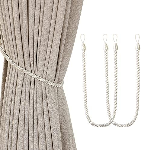 One Pair Pastoral Style Curtain Tiebacks Two Color Curtains Lanyard Home Accessories (White)
