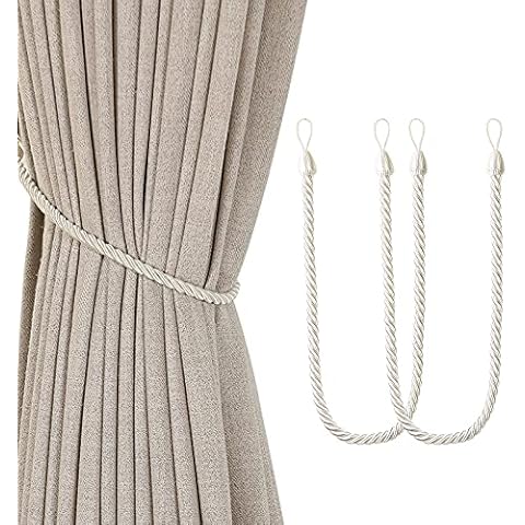 One Pair Pastoral Style Curtain Tiebacks Two Color Curtains Lanyard Home Accessories (White) Cover