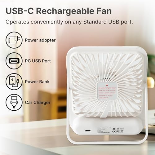 Image of FUMATO Digital Portable Mini Fan | Rechargeable USB Fan with 5 Speeds | Compact for Office, Home & Travel | 4-6 Hours Runtime, 2000mAh Battery |180 Tilt | 1-Year Warranty