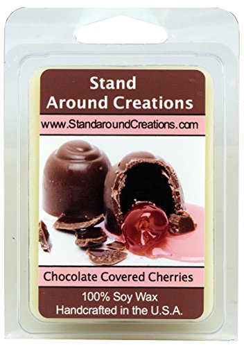 100% All Natural Soy Wax Melt Tart - Chocolate Covered Cherries: Sweet Maraschino Cherries smothered in Milk Chocolate, with a Dry Down of French Vanilla.- 3oz - Naturally Strong Scented