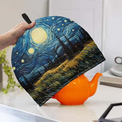 Image of Generic Hudotybom Starry Sky Tea Cozy for Teapot Insulated Large Teapot Cover to Keep Warm Tea Kettle Cover Machine Washable Coffee Pot Cloth Covers Kitchen Home Decorations, CZA49