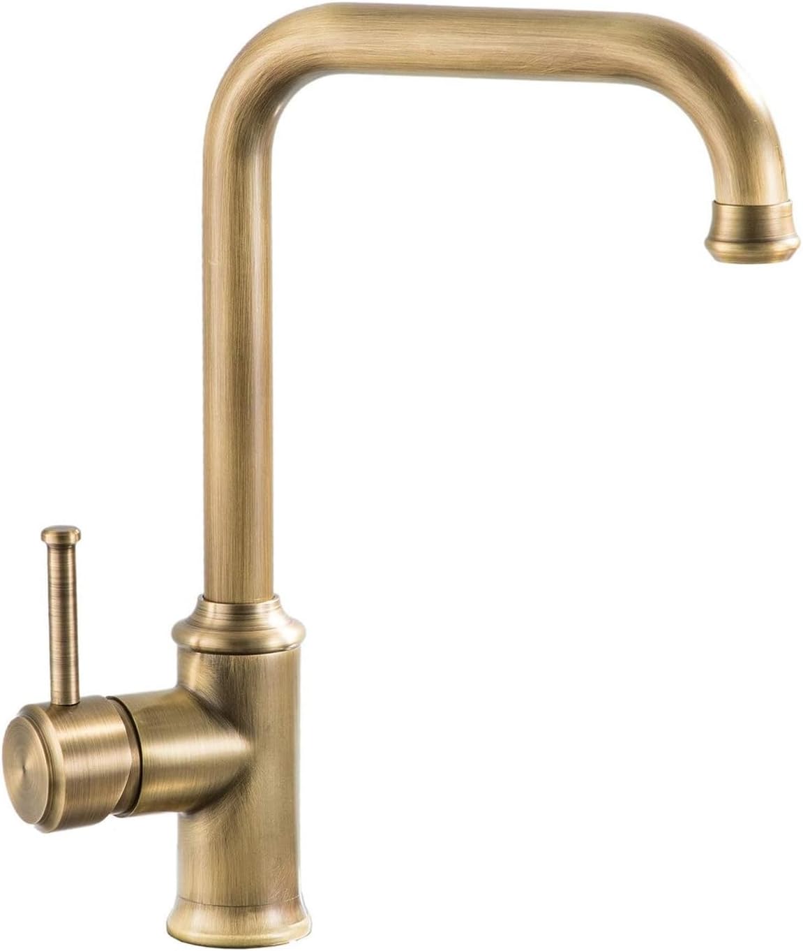 Kitchen Sink Tap with Swivel Spout, Antique Brass Lever Sink Taps, Contemporary Modern Kitchen Sink Mixer Faucet, Bathroom Faucets