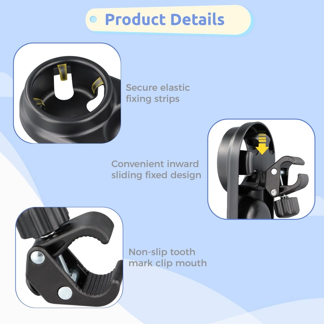 Plateau snack pour poussette, accessoire 3 en 1 avec porte-gobelet, organisateur multifonction avec clip amovible à prise ferme pour poussettes à guidon plat