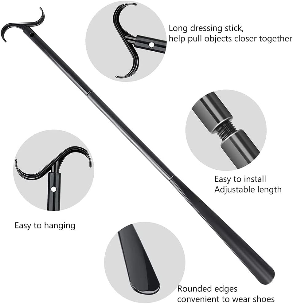 Dressing Aid Rod Stick With Shoe Horn With Sock Removal Tool Adjustable Extend Wear Clothes Shoes And Spoon Hand