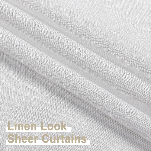 Aiyufeng Cortinas transparentes elegantes de linho extralongas Kirei, 2 peças, 2 peças, cortinas de