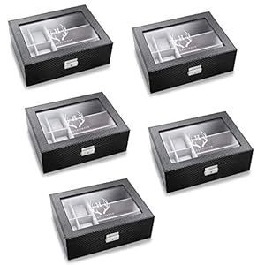 Personalized Engraved Watch Box Organizer for Men with Sunglasses Holder (Set of 5, Antlers Design), Monogrammed Jewelry…