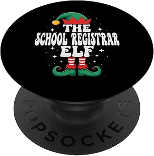 The School Registrar Elf Funny Christmas Matching Family PopSockets Adhesive PopGrip