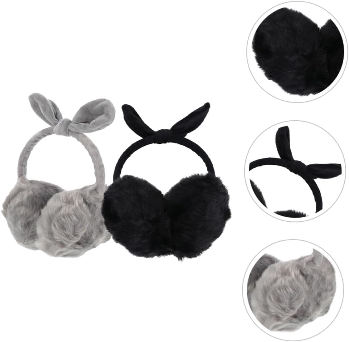 TEHAUX 2pcs Plush Ear Cover Earmuffs with Adjustable Stretch Headband Thermal Winter Ear Warmers for Women Outdoor Cold Weather Windproof Soft Furry Protection