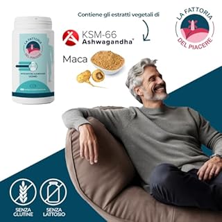 Integratore testosterone uomo, energizzante e stimolante per virilità maschile con fieno greco, maca peruviana, Ashwagandha KSM-66-60 capsule per aumentare desiderio, potenza, libido e prestazioni