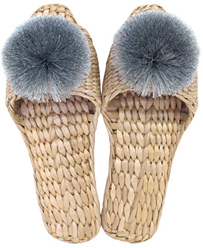 ダイカイ ガマスリッパ ポンポン付き フリーサイズ グレー 48557