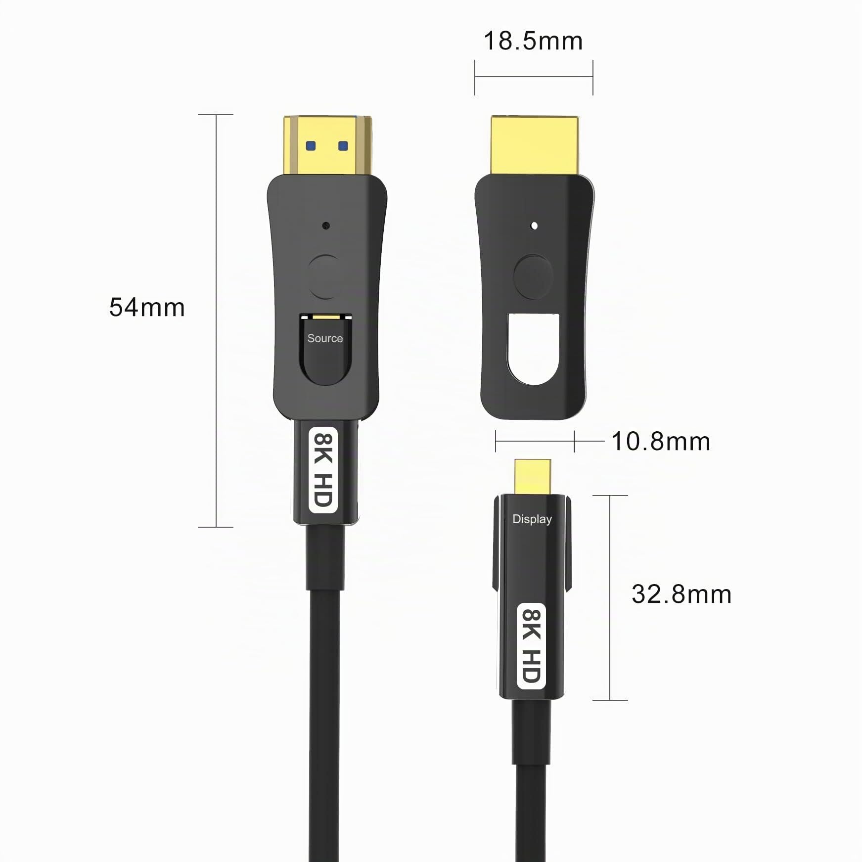 YIWENTEC - Cable de Fibra HDMI 4k@60Hz HDCP2.2 4:4 de Alta Velocidad 18Gbps HDR 3D 4K2K Cable de Fibra con Micro Tipo Pull 10 m 4K