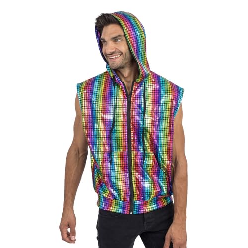 Veste à fermeture éclair à paillettes avec capuche pour costume de fête