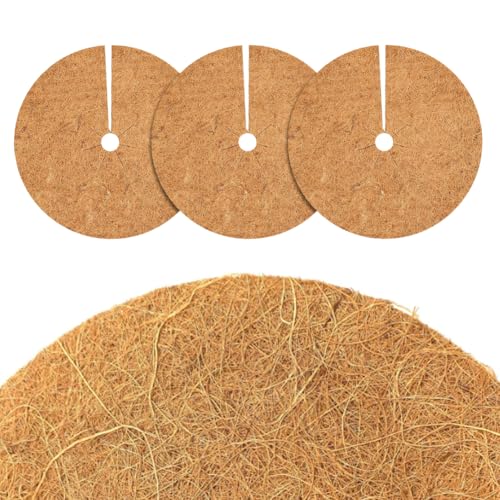 LUPATDY Dischi di Pacciamatura, Tappetino in Fibra di Cocco, 3 Pezzi 30cm Pacciamatura Cocco, Tappetini in Cocco per Pacciamatura in Cocco, Disco di Cocco, Fibra di Cocco Proteggi