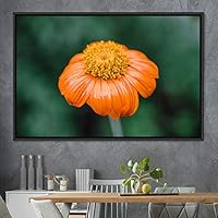 Framed Canvas Wall Art Orange Flower Portrait Bohemian Dark Dramatic Floral Multicolor Petal Photography Portrait - 16x24 inches
