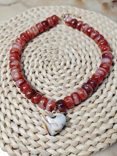 Chunky Colorful Beaded Statement Boho Chokers Necklace Heart Pendant Pink Green Yellow Brown Fashion Jewelry4