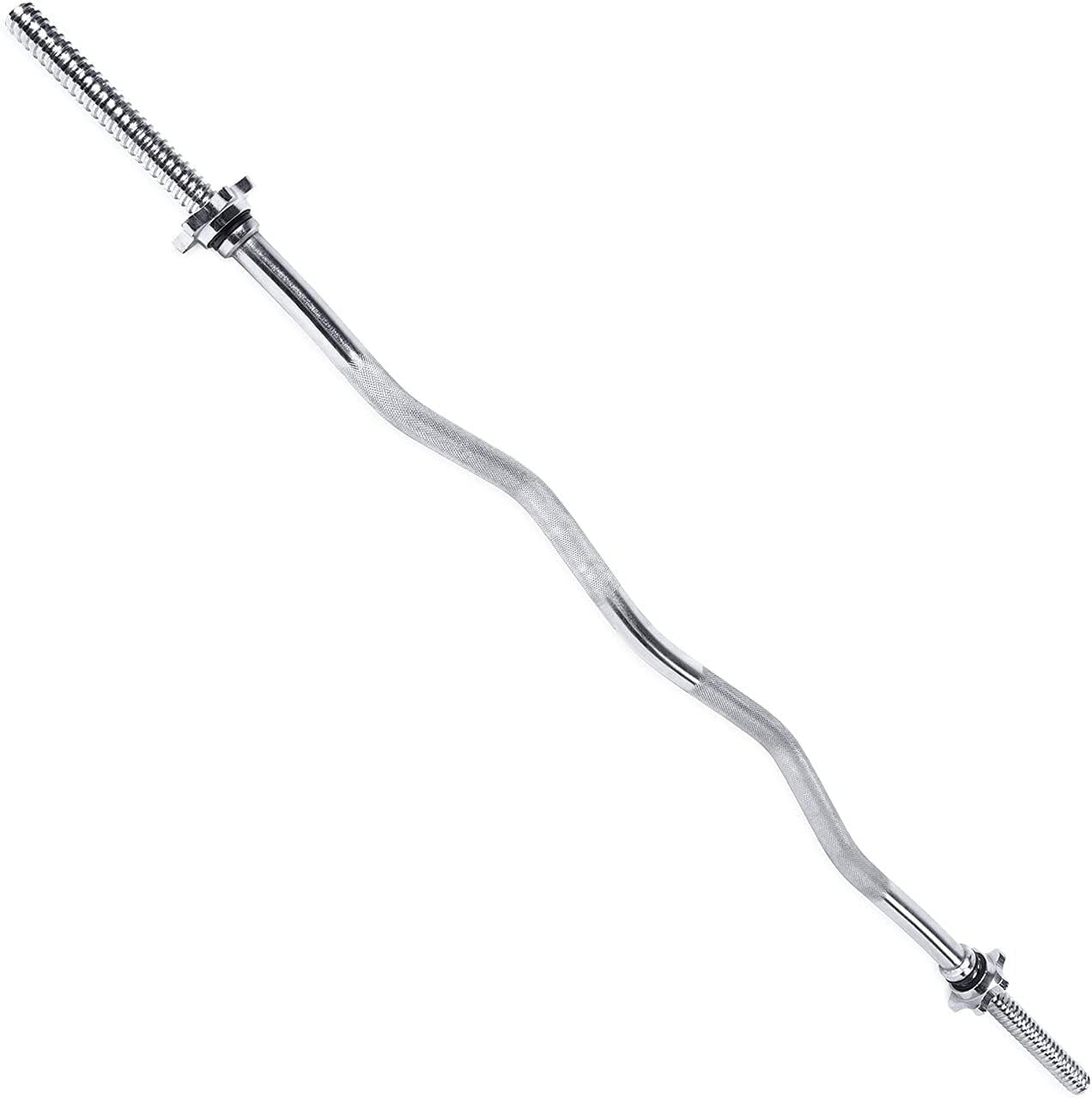 WF Athletic Supply Adjustable Dumbbells Barbell Weight Set with 1-Inch Threaded Chrome Knurled EZ Curl or Straight Bar Handle, Strength Training for Home Gym Weight Lifting, Gray Grip Plate Sets