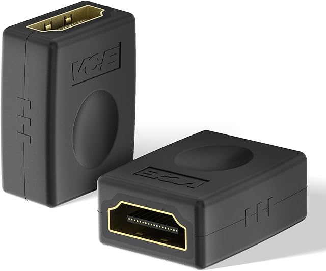 VCE HDMI Coupler 3D 4K HDMI Female to Female Extension Adapter 2 Pack