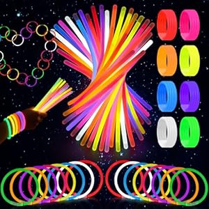 3 otters 100PCS Glow Sticks, 8 Inch Glow in the Dark Party Favors Halloween Party Supplies Light Up Sticks for Kids Adults Birthday Decorations