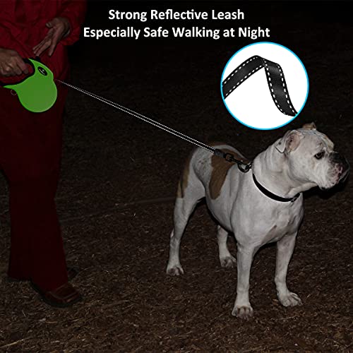 PHILORN Retractable Dog Leash, 16.4 ft Heavy Duty Dog Walking Leash, Tangle-Free Reflective Nylon Tape Lead with Anti-Slip Handle, One-Handed Brake Extendable Pet Leash