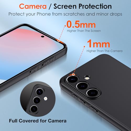 ivoler Negro Mate Funda para Samsung Galaxy S25 5G con Protección de Cámara, Carcasa Protectora Antigolpes, Ultrafina Suave TPU Silicona Caso Delgada Anti-Choques Case - imagen 3