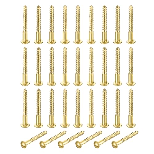 Vis en laiton M3,5 x 30 mm MECCANIXITY tête ronde fendue pour bois et meuble - Lot de 35