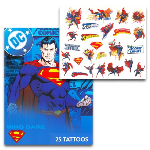 Superhero Tattoos for Kids Bundle ~ 100 Pcs Marvel and DC Super Hero Temporary Tattoos for Boys Girls | Spiderman Avengers Superman Batman Superhero Party Favors Party Supplies