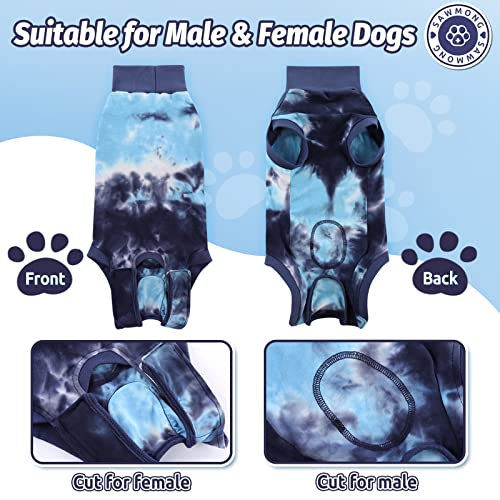 Image of SAWMONG Dog Surgery Recovery Suit, Tie Dye Pet Surgical Suit for Female & Male, Cone E-Collar Alternatives After Spay for Abdominal Wounds, Anti-Licking Neuter Dog Onesie for Small Medium Large Dogs