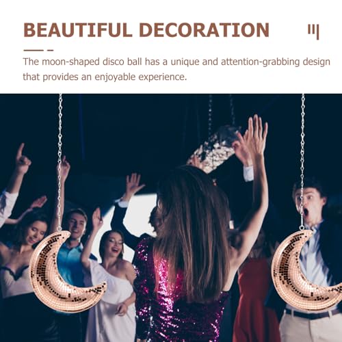 Bola espejada en forma de luna colgante UPKOCH, decoración reflectante portátil para fiestas, bodas y eventos, ornamentación única para iluminar cualquier ambiente miniatura 5