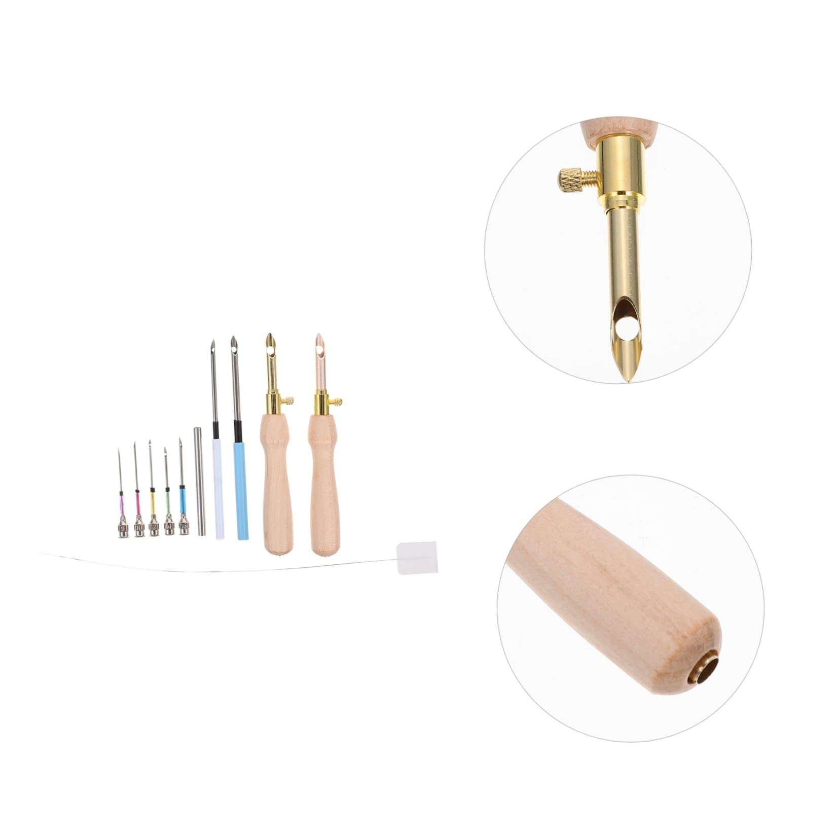 NUOBESTY 4sets Aghi da Ricamo Punzone con Manico Legno Kit Completo per e Ricamo Creativo Strumenti Versatili per Tessuti Cuscini e Decorazioni Domestiche