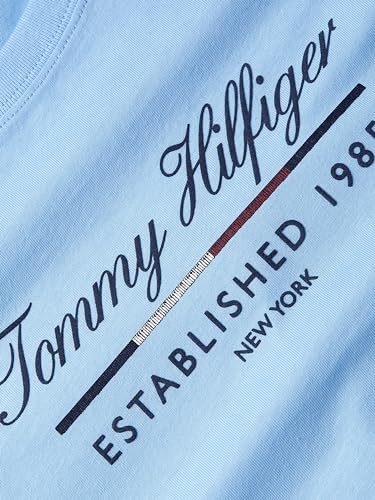 Tommy Hilfiger Damen T-Shirt Kurzarm Script Graphic aus Baumwolle, Blau (Vessel Blue), XS – Ansicht 4
