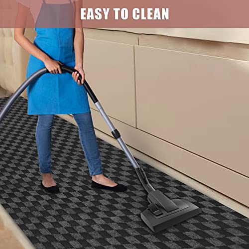 Zgr Runner Rug 2 Ft X 6 Ft Carpet Runners, Indoor/Outdoor Hallway Kitchen Entryway Bedroom Area Rugs With Natural Non-Slip Rubber Backing, Garage Mat, Checkered Black, Custom #TOP4