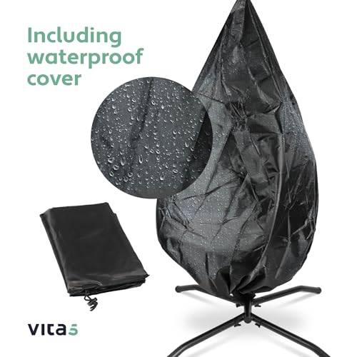 Vita5 Hanging Egg Chair Indoor&Outdoor - Swing Chair with Frame Polyrattan with Cushion - Hanging Chair Outdoor and Indoor - Foldable Hammock Chair - Maximum Load 150kg - Light grey 3 Vita5 Hanging Egg Chair Indoor&Outdoor - Swing Chair with Frame Polyrattan with Cushion - Hanging Chair Outdoor and Indoor - Foldable Hammock Chair - Maximum Load 150kg - Light grey - Image 3