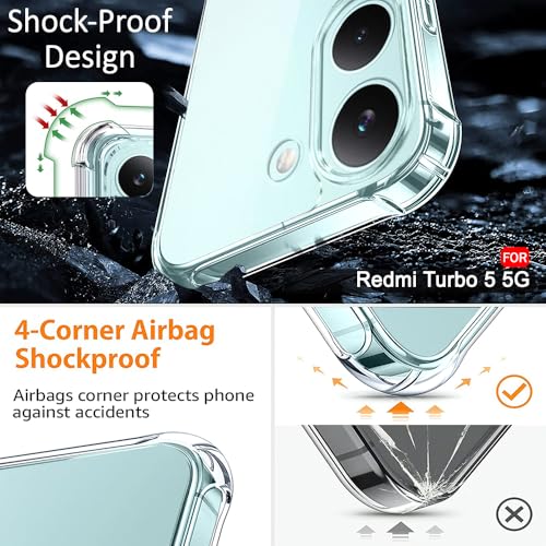 Image of TheGiftKart Crystal Clear Back Cover Case for Mi Redmi Turbo 5 5G / Poco X8 Pro 5G | 360 Degree Protection | Shock Proof Design | Transparent Back Cover Case (PC & TPU, Transparent Bumper)