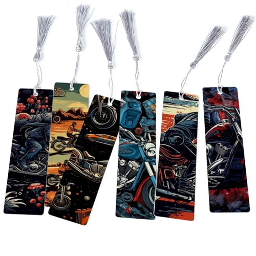 Marque-page moto lot de 6 signets de lecture pour enfant femme et homme