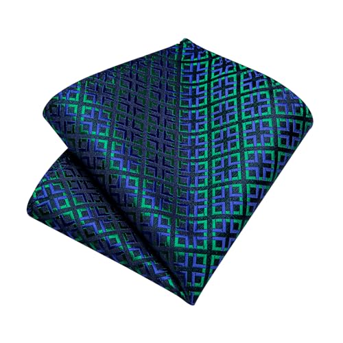 Image of DiBanGu Mens Silk Plaid Tie and Pocket Square Set | Elegant Silk Formal Tie Set, Woven Check Necktie and Cufflinks Tie Clip Set, Perfect for Wedding Party, Comes in Gift Box