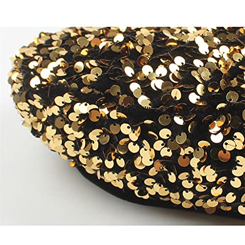 Zykbb Ladies Sequin Berets Caps For Women Hand-Stitched Shining Embroidery Painter Hat Women Colorful French Cap (Color : D, Size : 56-58Cm) #TOP2