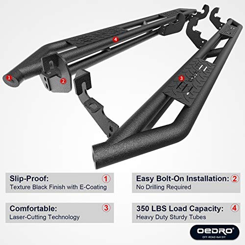 Oedro 6" Running Boards Replacement For 2007-2021 Toyota Tundra Double Cab, Textured Black Side Step Nerf Bars #TOP3