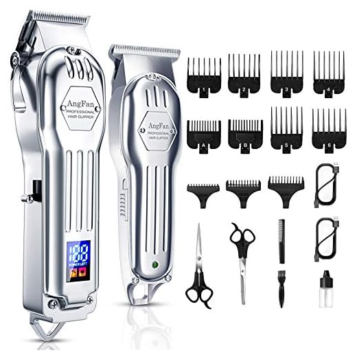 Hair Clippers for Men Cordless Close Cutting T-Blade Trimmer Kit, Professional Full Metal Hair Cutting Kit Beard Trimmer Barbers Men Women Kids Clipper Set with LED Display Rechargeable Grooming Kit