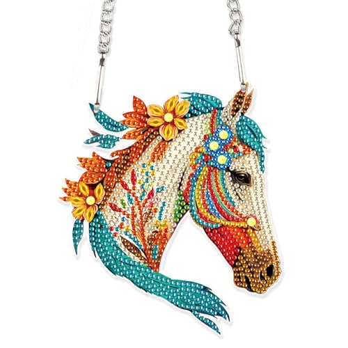 Image of AiYuanzsh Horse Diamond Painting Hanging Ornament Kit for Adults, DIY Acrylic Diamond Art with Special Shaped Rhinestones, Window Suncatcher Wall Door Decoration Gift