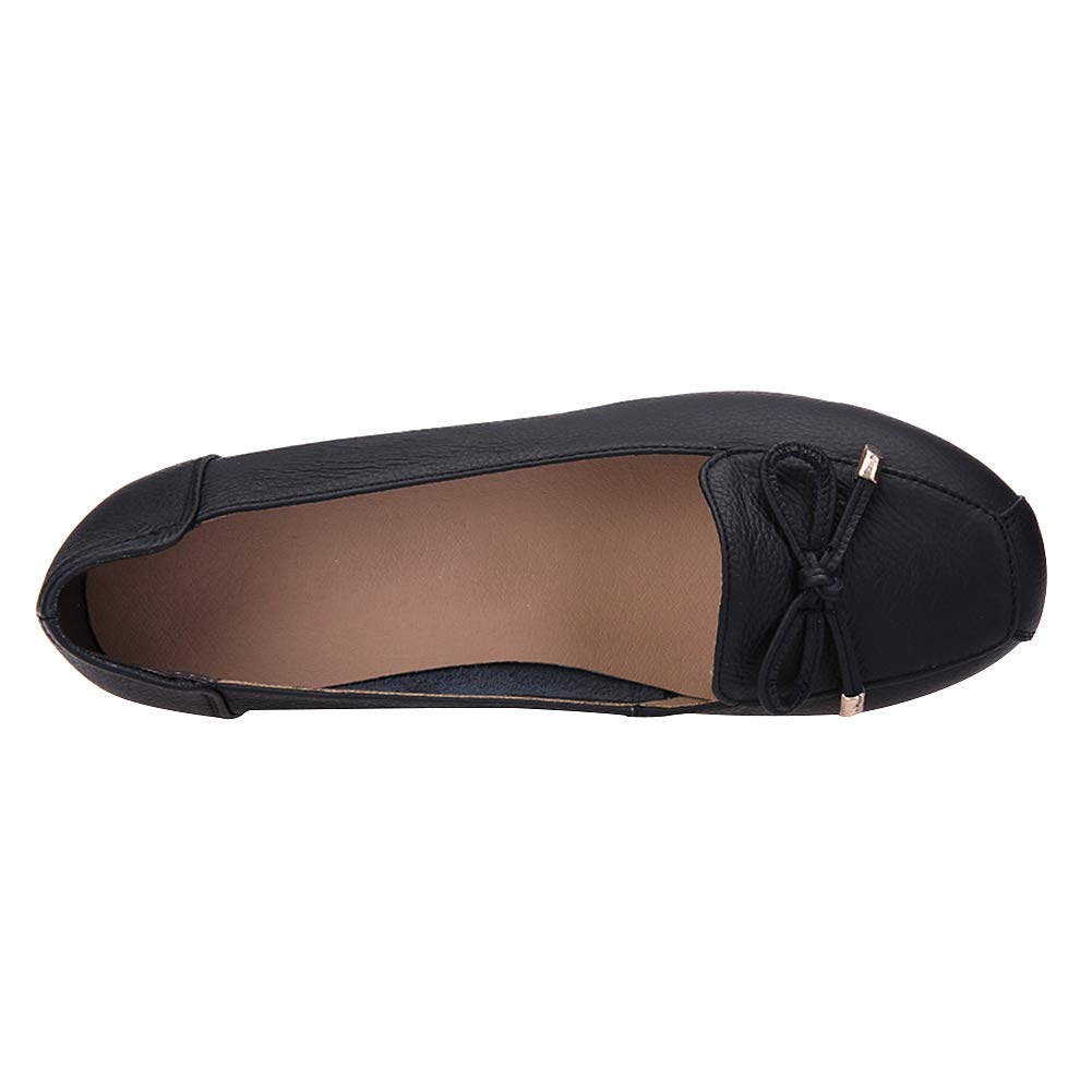 Femmes Cuir Véritable Chaussures de Confort Semelle Souple Ballerines Bas Talon Compensé Chaussons