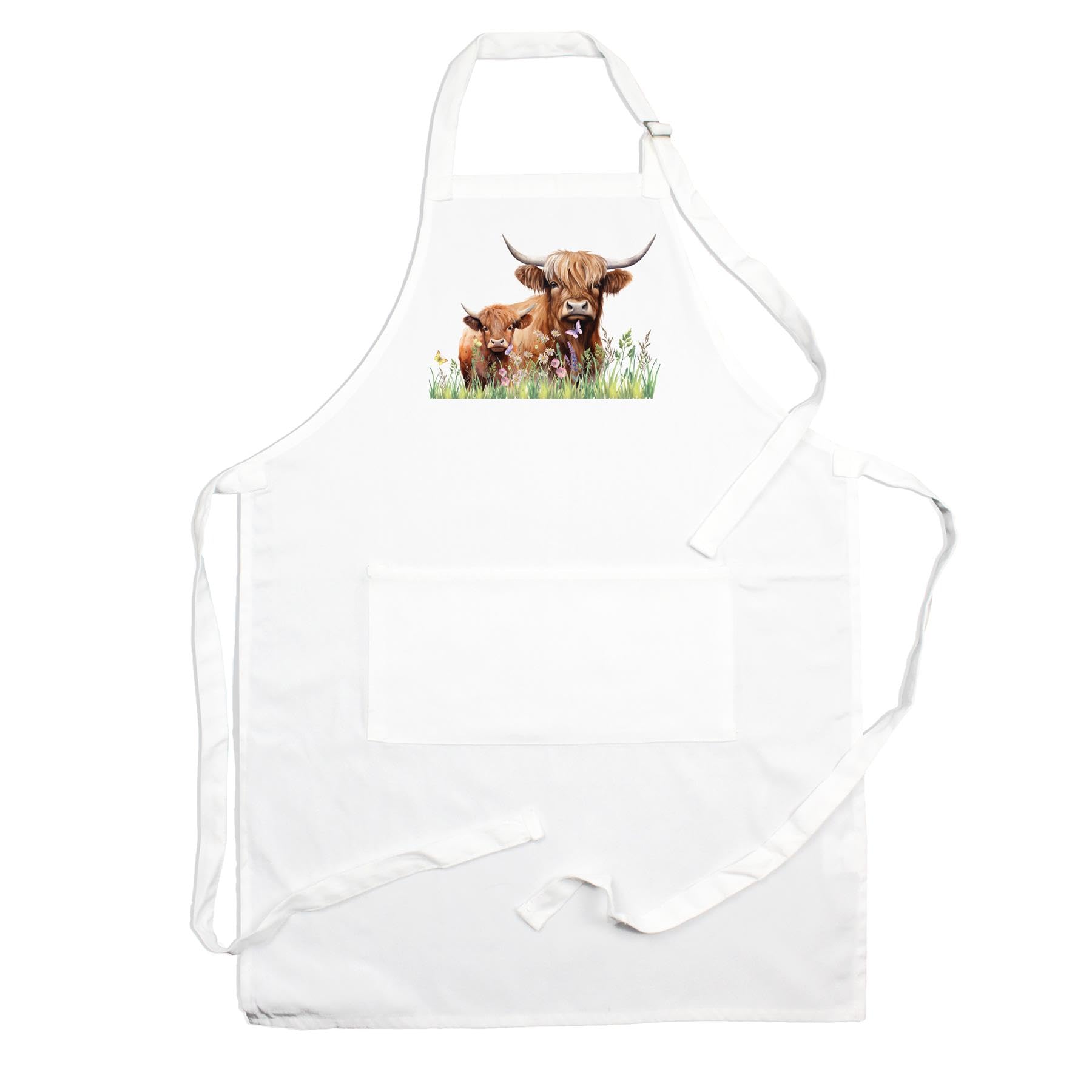 B&Q -  Highland Cow ApronKitchen Cooking & Baking Mum Calf Gift/present