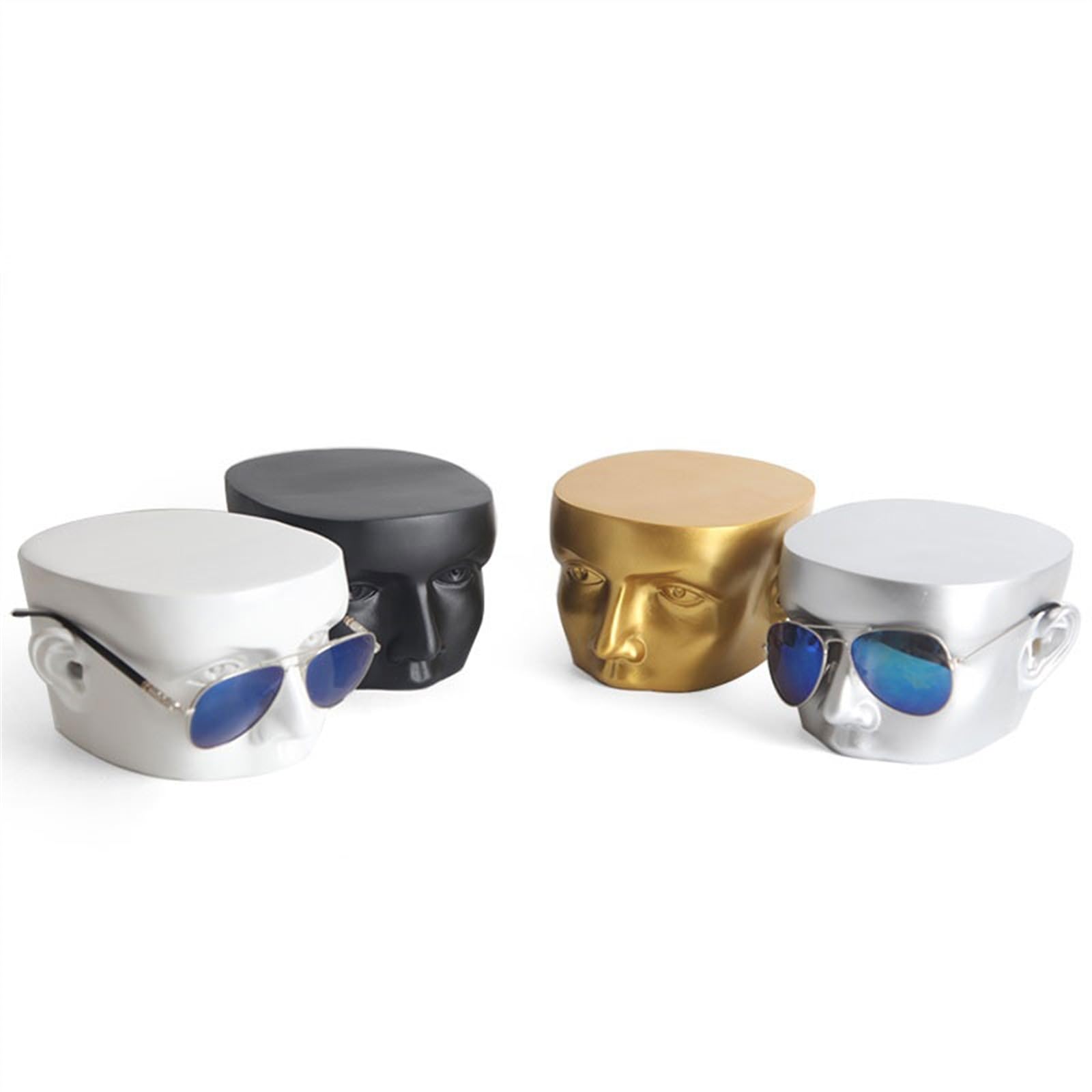 GRFIT Porte Lunettes Moule de tête de Lunettes en résine, Accessoires d'exposition de Lunettes de Soleil, présentoir de fenêtre de Magasin de Lunettes Rangement Lunettes (Color : Gold)