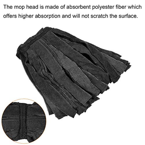 Image of MECCANIXITY Commercial Mop Heads Replacement 35x16cm Polyester Fiber for Wet /Dry Mop Floor Cleaning Pads, Black
