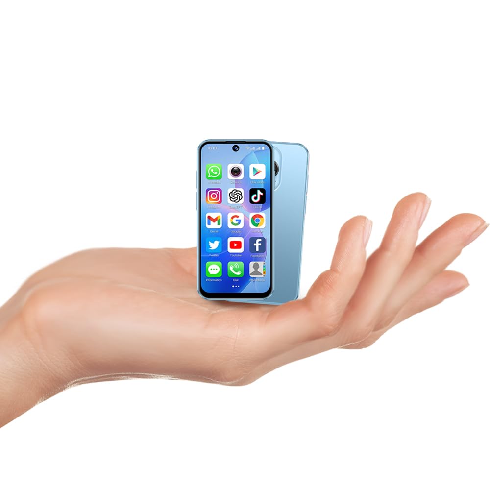 Mini Phone 3.88-inch HD Touch Screen Mini Smartphone, Supporting Dual SIM Cards and Dual Standby 2GB+16GB, Face Recognition Unlock, Android Phone Suitable for Students （Blue）