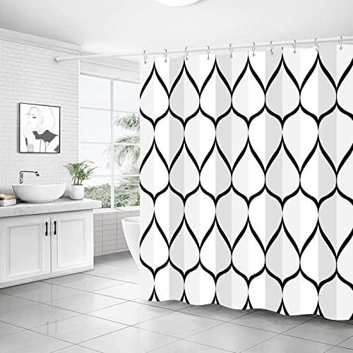 Gelbchu White Grey Fabric 72 X 72 Inch Cloth Shower Curtain, Waterproof Design And Polyester, Quick-Drying, Heavy Duty Shower Curtains Set For Bathroom, Durable And Washable With 12 Metal Hooks #TOP1